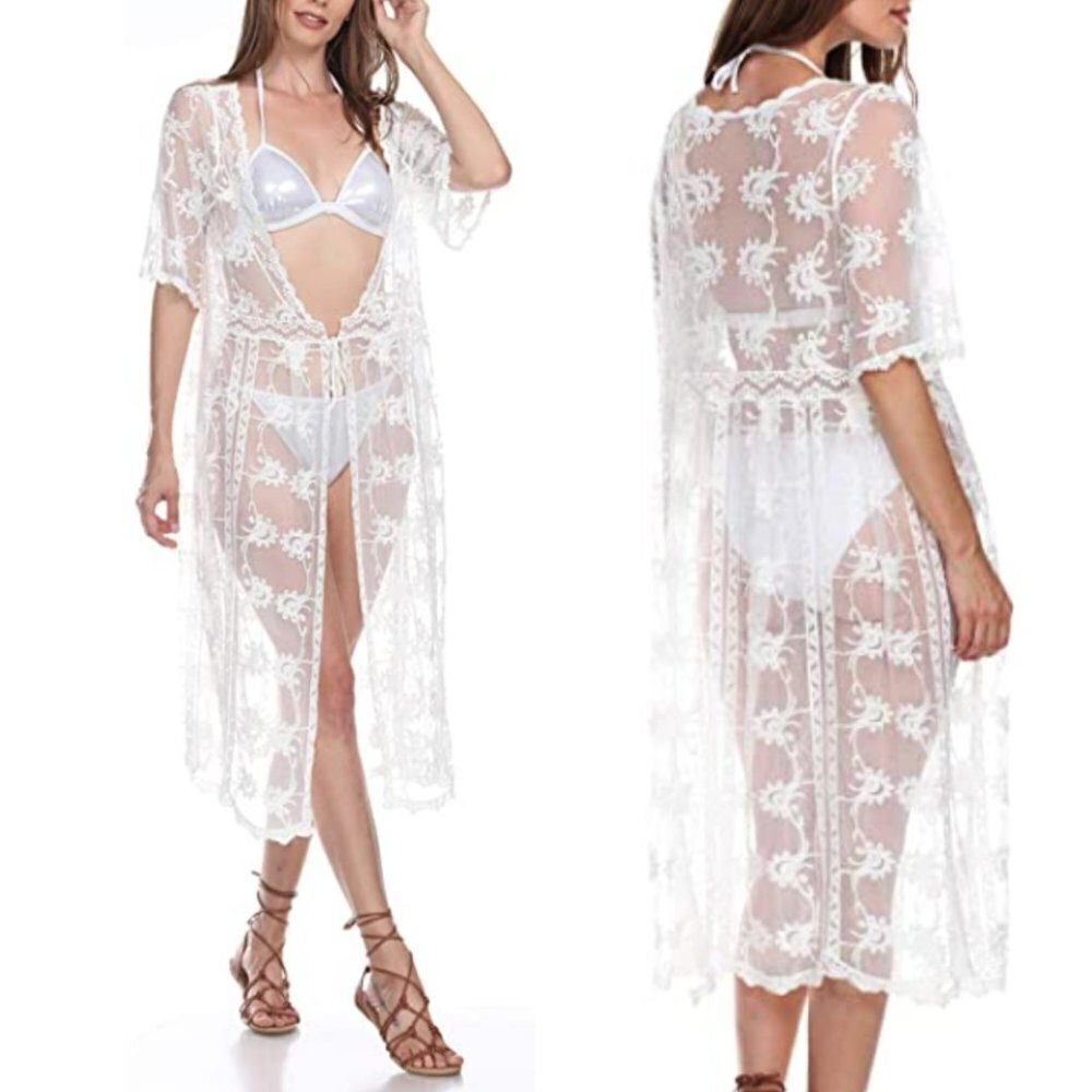 NWT Gorgeous LA MODA Sheer Lace Crochet Sexy Cover-up